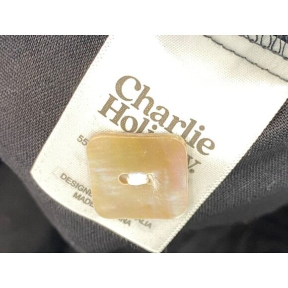 Charlie Holiday Women's Cherry Black Linen Flutter Sleeve Midi Dress Size 6 - Picture 8 of 8